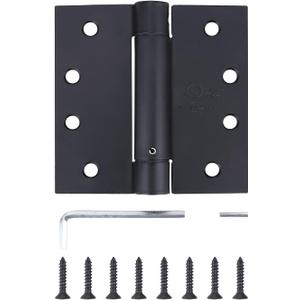 3 Pack - 4"x4" Residential Black Finish Reversible Self Closing Door Hinges - Squared Corners Auto Close Spring Hinge, Black Door Hinges