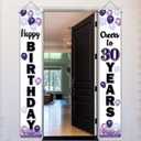 Happy 30th Birthday Decorations,30th Purple Balloon Birthday Theme Door Hanging Banner Sign,Cheers to Thirty Years Old Bday Party Supplies.