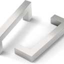 10 Pack 3.75 Inch(96mm) Cabinet Pull Brushed Satin Nickel Kitchen Cabinets Handles Stainless Steel Cabinet Hardware for Cupboard Square Kitchen Pulls for Cabinets Drawer Handles