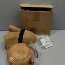 Pinkunn 5 Pcs Women Straw Bag and Beach Hat Set, Boho Rattan Purse Earring Bow Wide Brim Sun Hat for Summer Vacation(Classic)