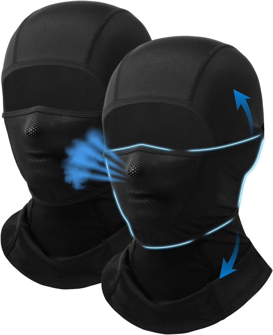 Balaclava Face Mask with Movable Deisgn for Men Women Summer Cooling Shiesty Mask Sun UV Protection-Motorcycle Ski Outdoor (Black+black)