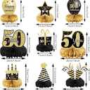 9 Pieces 50th Birthday Decoration 50 th Birthday Centerpieces for Tables Decorations Cheers to 50 Years Honeycomb Table Topper for Men and Women Fifty Years Party Decor Supplies