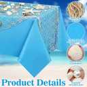 Novabright 158 Pcs Beach Party Decorations Tablecloth Ocean Themed Fish Net Table Decor with Disposable Tablecloth Seashells Starfish Conch for Under The Sea Summer Birthday Mermaid Party(Sky Blue)