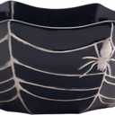 Bico Halloween Spider Web 9.5 inch Black Candy Ceramic Serving Bowl, for treats, chocolates, cookiess, Microwave and Dishwasher Safe