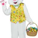 SOMSOC Easter Bunny Costume Adult Rabbit Onesie Outfit Deluxe Plus Size Bunny Suit for Men Women (XX-Large)