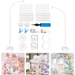 Adjustable Balloon Arch Stand, 8ft-6ft Half Balloon Arch Frame with Base, Bendable Balloon Arch Kit with Stand for Birthday, Wedding, Baby Shower Party Decoration(White)