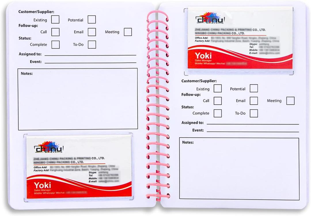 4 x Business Card Organizer Card Holder Book, Portable Credit Card Organizer, Managing All Card Holder Notebook, Cards Holder Manage and Remind Important Matters of Card, Capacity: 58 Crads (Pink 2)