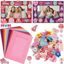 SmoothNovelty 261 Pieces Mother's Day Picture Frame Craft Kits Included 36 Pcs Felt DIY Photo Frame 225 Pcs Mother's Day I Love Mom Stickers Mom Grandma Gift for Birthday, Family Time DIY Activities
