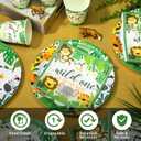 200 Pcs Jungle Safari Baby Shower Paper Plates Napkins Cups Baby Shower Party Supplies Tableware Set Jungle Animal Disposable Cup Napkin for 50 Guest Girls Spring Party Decoration (Green)