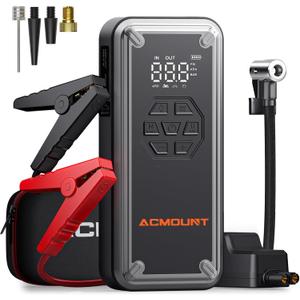Acmount W160 Jump Starter with Air Compressor, 5000A Portable Car Jump Starter 150PSI Tire Inflator/Air Pump, 12V Battery, Up to 9L Gas/8L Diesel Engine, Jump Pack, Car Emergency Kit