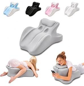 Koriva Ergonomic Memory Foam Wedge Pillow, 27° Angled Couples Pillow, Neck Support Pillow Back Support Cushion, Multi-Functional Bed Position Pillow with Removable Cover，Grey