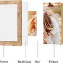 iRahmen 10x10 Picture Frame Set of 4 with Real Glass, Rustic Brown Frames Display 8x8 Picture with Mat or 10 x 10 Without Mat, Wooden Square Photo Frame for Wall Mount and Tabletop Display