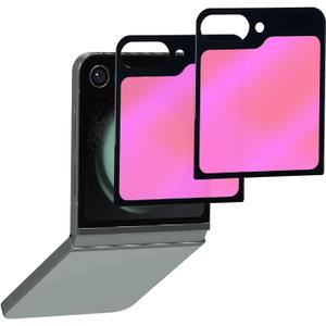 2 Pack Outer Anti-Blue Privacy Tempered Glass For Samsung Galaxy Z Flip 5 / Z Flip 6 Anti-Spy Screen Protector Film Electroplated Gradient Colorful