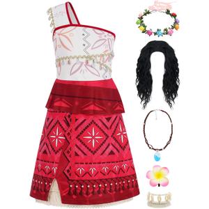 Girls Halloween Costume Set for Ocean Princess Costume Kids Cute Dress Birthday Outfits Gift Hawaii Theme Party (110 (3-4 Years))