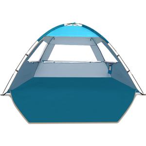 COMMOUDS Beach Tent Sun Shade for 3/4/6/8 Person, UPF 50+ Beach Sun Shelter Canopy Tent, Lightweight, Easy Set Up and Carry