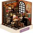 TuKIIE DIY Miniature Dollhouse Kit with Furniture, 1:24 Scale Creative Room Mini Wooden Doll House Plus Dust Proof for Kids Teens Adults(Moon Magic)