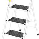 HBTower 3 Step Ladder,3 Step Stool for Adults Folding Step Stool with Cushioned Handle with Wide Anti-Slip Pedal Ergonomic Design