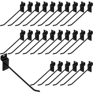 100 PCS 6 Inch Black Slatwall Hooks, Slatwall Panel Hooks Slat Board Accessories for Garage Shop Room Organization and Commercial Exhibition