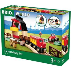 BRIO World Farm Railway Set - 20-Piece FSC-Certified Wood Train Set & Accessories - Works with All BRIO Wooden Railway Sets - Includes Barn, Tractor, Hay Crane, Tracks & More - Fun for Kids Ages 3+