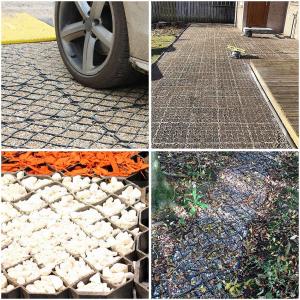 Permeable Pavers Grass Grid for Driveway, Patio RV Pad, Stables, Gravel, Fire Lanes, Outdoors Road DIY, 4-Pack and Load is up to up to 44t vehicles (1.8" Depth)