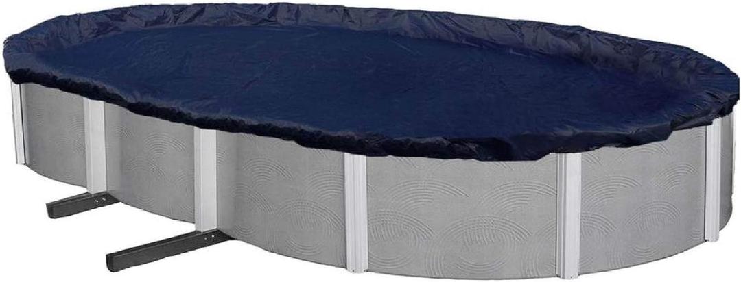 Winter Block Aboveground Pool Winter Cover, Fits 15 x 30 Oval, Solid Blue Includes Winch and Cable for Easy Installation, Superior Strength & Durability, Treated for UV Protection, WC1530OV