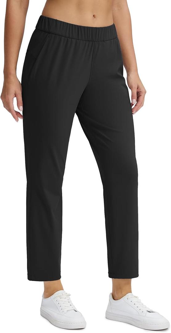 Seamaid Women's Golf Pants with Deep Pockets 7/8 Stretch Athletic Travel Pants for Casual Lounge (Black, L)