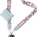 Clip and Go Strap for Phone with Wallet Crossbody Lanyard Adjustable Strap with Zipper Pouch Fit for All Phones-Green
