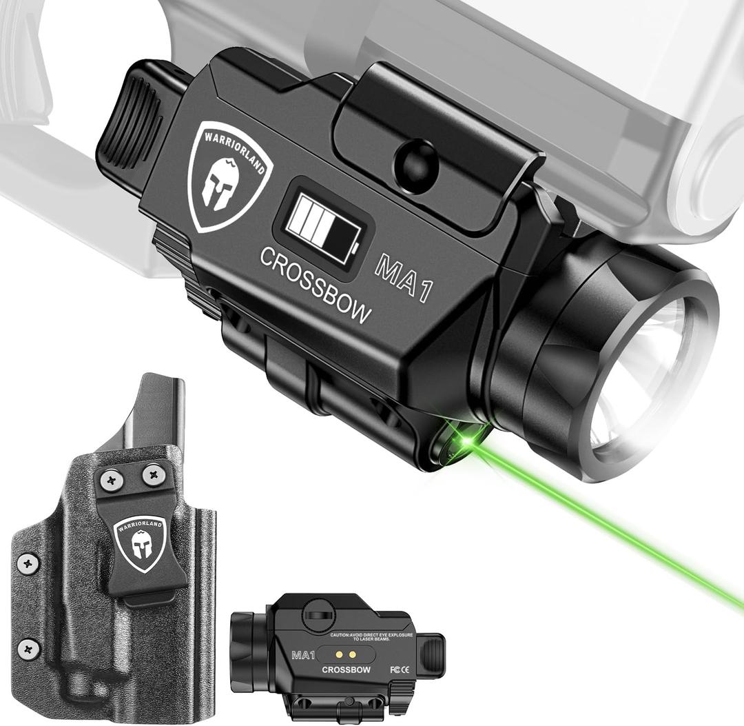WARRIORLAND Universal Light Laser Combo with Taurus G2C/G3C Holster, Green Beam & LED Tactical Light, Magnetic USB Rechargeable Flashlight-Screen Displays Battery Status, Crossbow MA1 w/ G2C Holster