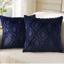 decorUhome Fall Throw Pillow Covers 18x18 Inch Set of 2, Soft Plush Decorative Faux Fur Navy Blue Solid Couch Pillow Covers, Accent Farmhouse Neutral Square Euro Pillow Cases for Sofa Bed Living Room