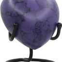 Heart Urn for Human Ashes  Small Purple Marble Keepsake with Stand  Mini Cremation Urn for Women, Men, Infants  Elegant Heart-Shaped Memorial