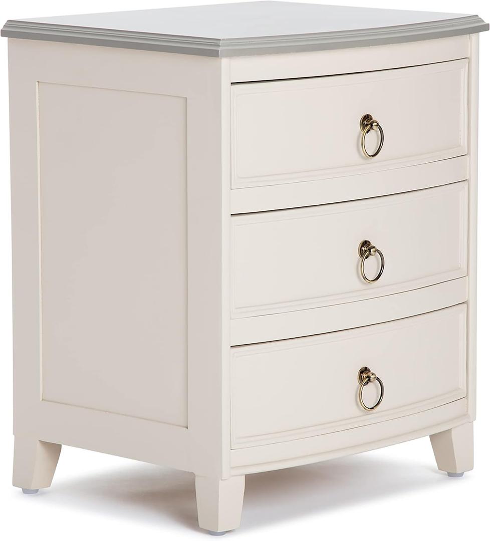 Finch Charleston End Table Nightstand with Drawers, Solid Wood Bedside or Living Room Storage, Modern Farmhouse Decor, Fully Assembled, Cream White/Gray, unspecified