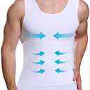 Mens Slimming Compression Shirt, Body Shaper Workout Tank Top, Gynecomastia Tummy Control Undershirts - Change in Seconds, XL