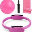 Tsikavo Pilates Ring, Pilates Ring Circle and Ball Set, 12 Inch Magic Circle Pilates Ring, 9 Inch Small Exercise Ball, Resistance Bands Set, Home Pilates Equipment for Women (Pink)