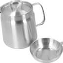 (Filter not included)304 Stainless Steel Oil Filter Pot, Oil Separator with Filter Cover, Large Capacity Oil Filter Vessel Bacon Grease Container, Frying net Tank for Kitchen Frying (2L)