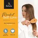 100% Boar Bristle Hair Brush for Women Set by Belula (L Size). Soft Natural Bristles for Thin and Fine Hair. Wooden Comb, Travel Bag and Spa Headband Included!