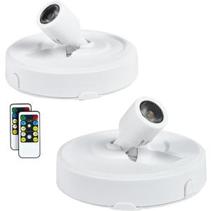 2-Pack LED Spot Light Indoor, Battery Operated Led Stick Up Lights with Remote, Wireless Spotlight Dimmable Puck Lights for Lighting up Paintings Pictures Accent Closet