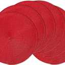 AHHFSMEI Round Braided Placemats 15 Inch Round Table Mats for Dining Tables Natural Woven Heat Resistant Place mats Set of 6(red)