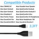 USB C Bose Speaker Charger bose charging cable for Bose Headphones , QuietComfort 45,SoundLink I/II/III/Mini 1, QuietComfort Earbuds II, Ultra, SoundLink Flex, Sleepbuds 2, Portable Smart Speaker3.3F