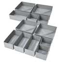 Drawer Organizer Clothes, 11 Pack Dresser Organizer, Foldable Closet Organization and Storage Dividers, Fabric Dresser Drawer Organizers for Underwears, Nursery, Baby Clothes, Socks, Tie (Grey)