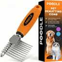 Poodle Dematting Fur Rake Comb Brush for Dogs and Cats - Long 2.5" Steel Safety Blades Metal Comb for Detangling Matted or Knotted Undercoat Hair (Orange)
