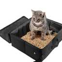 Portable Cat Travel Litter Box with Zipped Lid, Foldable Travel Litter Box, No Leakage, No Smell, Waterproof, Easy to Carry, Easy to Use in Hotels, Car, Black