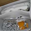 LED DRL Headlight Assembly, Fit 1997-2003 Ford F150/ 2004 Ford F150 Heritage/97-99 Ford F250 Light Duty/97-02 Ford Expedition Projector Pair of Left & Right Side Chrome Housing Amber Reflector