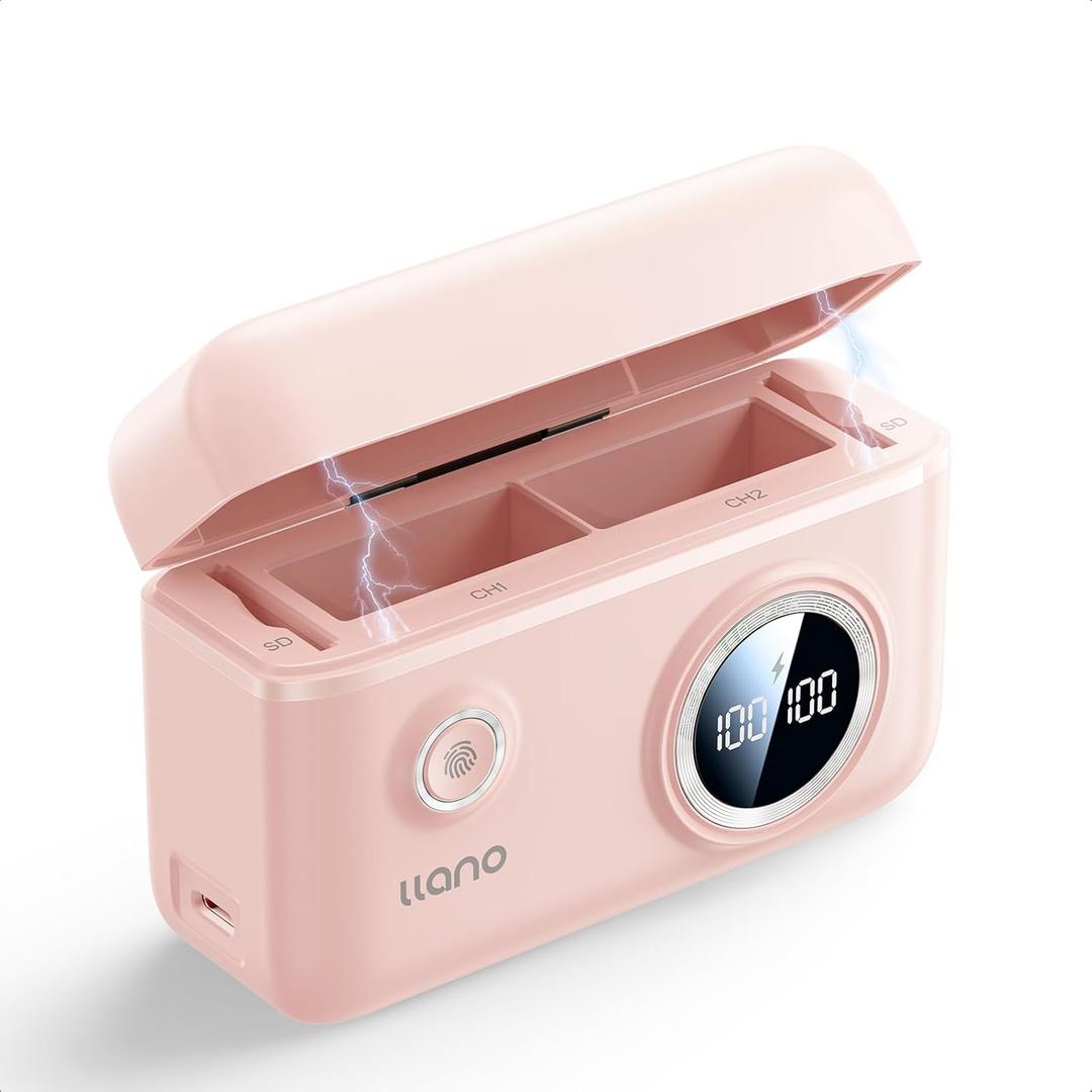 llano NP-W126S Dual Battery Fast Charger for Fujifilm XT30II X100VI X-M5 XS10 XT3 XT2 XT1 XT30 XT20 XT10 X100V XT200 XT100 X100F XA7 XE3 Xpro3 Xpro2 Xpro1 XE1 XE2 XE2S XM1 XA3 XA5 XA10 XH1, Pink