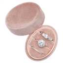 Velvet Oval Ring Box 3 Slots - Premium Wedding Three Rings Box Vintage Handmade Storage Jewelry Organizer for Proposal, Engagement, Wedding Ceremony, Christmas (Blush Peach)