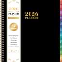 2026 Planner - Planner 2026, Jan.2026 - Dec.2026, 9"x11", 2026 Planner Weekly and Monthly with Colorful Sticky Tabs + Class Schedules + Contacts + Twin-Wire Binding - Black