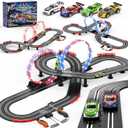3 IN 1 Slot Car Race Track Sets with 4 High Speed Slot Cars, Electric Race Car Track Include Circular Overpass Flash Tracks, 1:43 Remote Control Track Car Game Toys Gifts for Adults Boys Ages 6 7 8-12