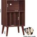 Lerliuo Record Player Stand, Walnut Turntable Stand Holds up to 160 Albums, Mid-Century Vinyl Storage Cabinet Table with Solid Wood Legs, Record Player Holder Dispaly Shelf for Bedroom Living Room