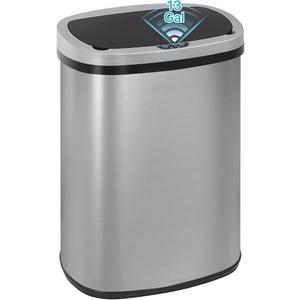 13 Gallon Stainless Steel Trash Can with Lid,Touch Free Automatic Kitchen Trash Can,Fingerprint-Resistant Soft Close Lid Garbage Can, 50L Large Capacity Garbage Can for Kitchen Home Office Sliver