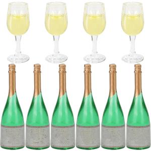 Miniature Champagne Wine Glass and Bottle for 1:12 Dollhouse Decor, Cake Topper Ornament, Mini Alcohol Liquor Beer Small Can Cocktail Simulation Accessories for Adult (20)