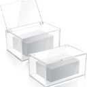 Maitys 2 Pcs Acrylic Laundry Dryer Sheet Holder Clear Dryer Sheets Dispenser Container with Lid for Laundry Room Organization - Fabric Softener Sheets Storage Box for Home, Transparent(Classic Style)